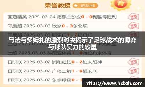 乌法与多姆扎的激烈对决揭示了足球战术的博弈与球队实力的较量